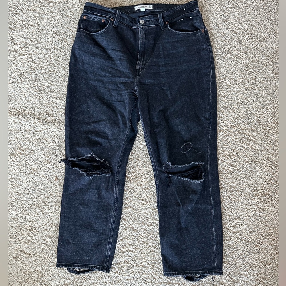 Abercrombie & Fitch Curve Love Distressed Black Jeans